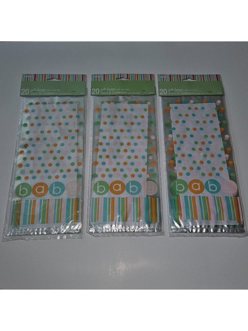 NEW Baby Boy Girl Loot Gift Bag Lot Blue Green Orange Pink Polka Dot Bday Shower